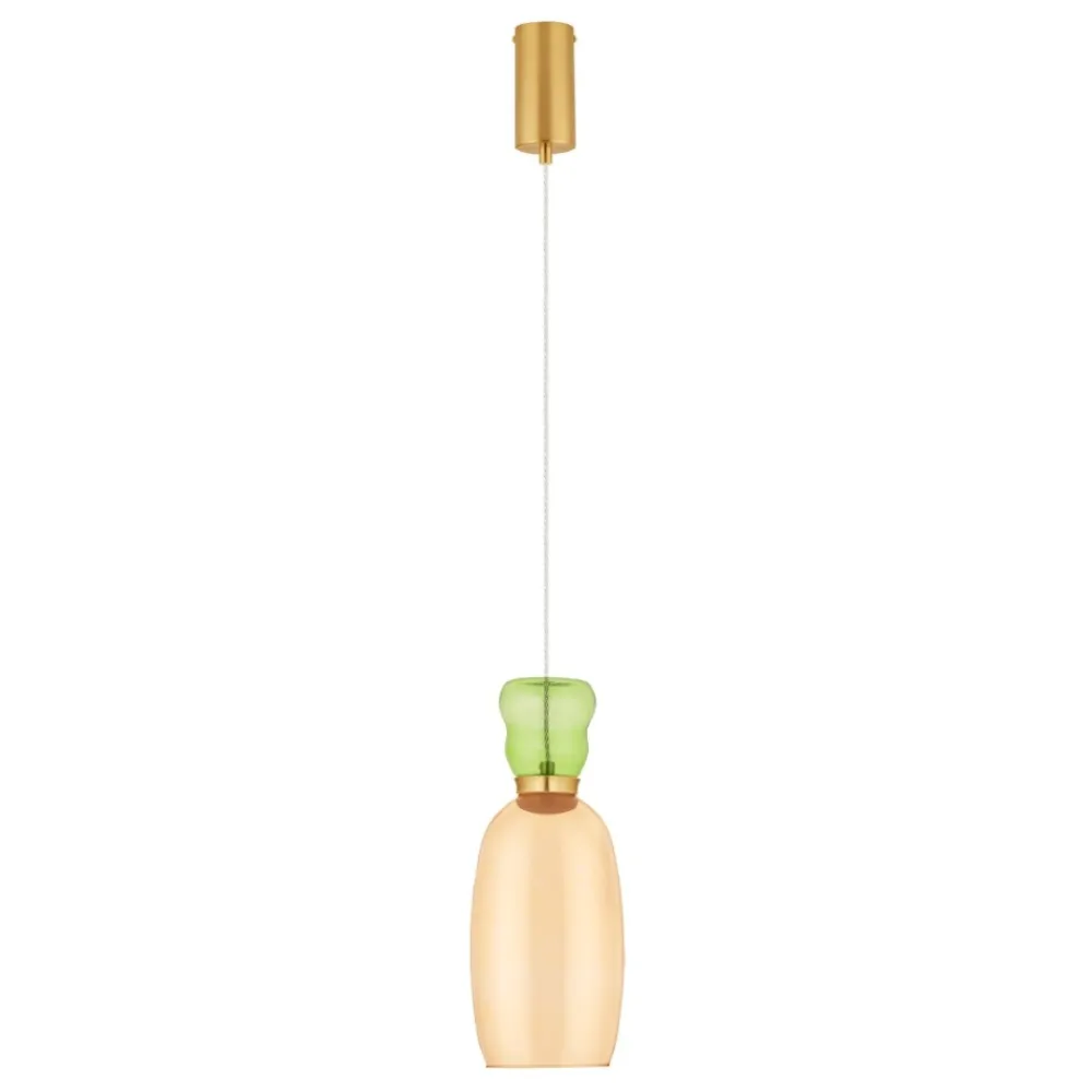 Lampade A Sospensione-Selezionato da Mazzolaluce Lampada oro moderna sospensione vetro giallo verde da comodino