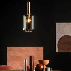 Lampade A Sospensione-Selezionato da Mazzolaluce Lampada oro sfera di vetro fume a sospensione cavo tessuto