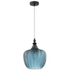 Lampade A Sospensione-Selezionato da Mazzolaluce Lampada pendente a sospensione in vetro lavorato blu
