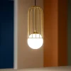 Lampade A Sospensione-Maytoni Lampada pendente telford oro ottone sfera bianca da comodino per camera da letto