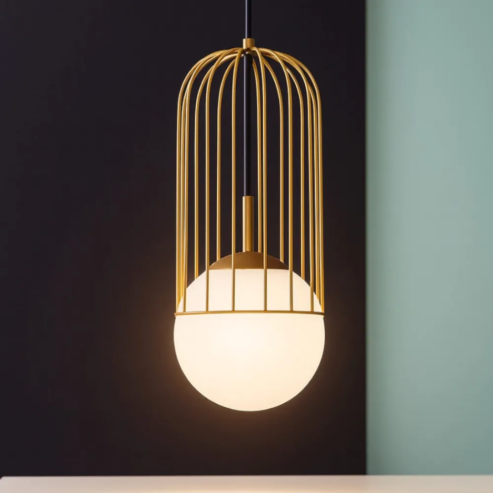 Lampade A Sospensione-Maytoni Lampada per comodino camera da letto oro sfera vetro telford