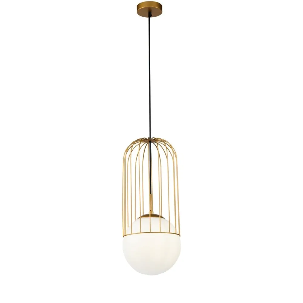 Lampade A Sospensione-Maytoni Lampada per comodino camera da letto oro sfera vetro telford