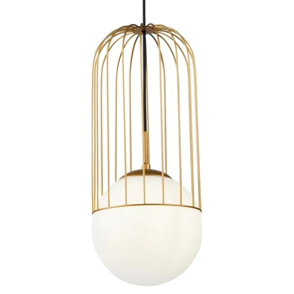 Lampade A Sospensione-Maytoni Lampada per comodino camera da letto oro sfera vetro telford