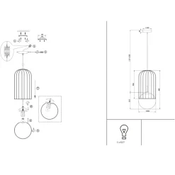 Lampade A Sospensione-Maytoni Lampada per comodino camera da letto oro sfera vetro telford