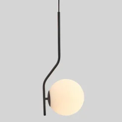 Lampade A Sospensione-Selezionato da Mazzolaluce Lampada per comodino stanza da letto nero sfera vetro bianco