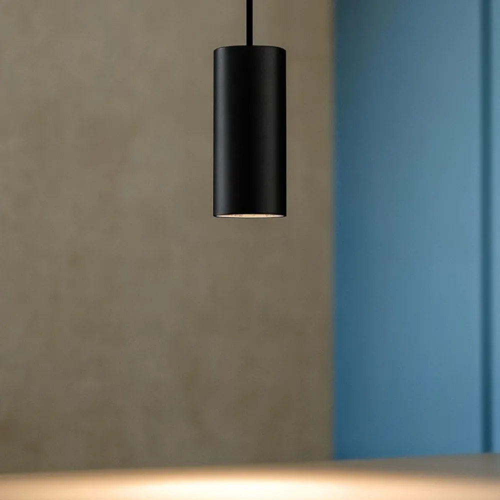 Lampade A Sospensione-Selezionato da Mazzolaluce Lampada per isola cilindro corto nero