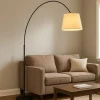 Lampade Da Terra-Selezionato da Mazzolaluce Lampada piantana ad arco base marmo nero paralume pergamena