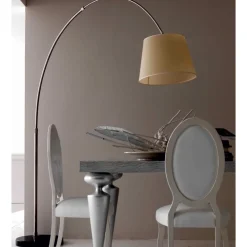Lampade Da Terra-Selezionato da Mazzolaluce Lampada piantana ad arco base marmo nero paralume pergamena