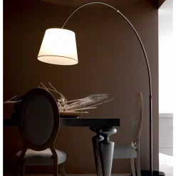 Lampade Da Terra-Selezionato da Mazzolaluce Lampada piantana ad arco base marmo nero paralume pergamena