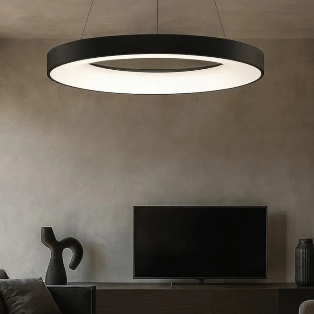 Lampadari Moderni-Selezionato da Mazzolaluce Lampadari led moderni cerchio nero 3000k 4000k 50w wireless