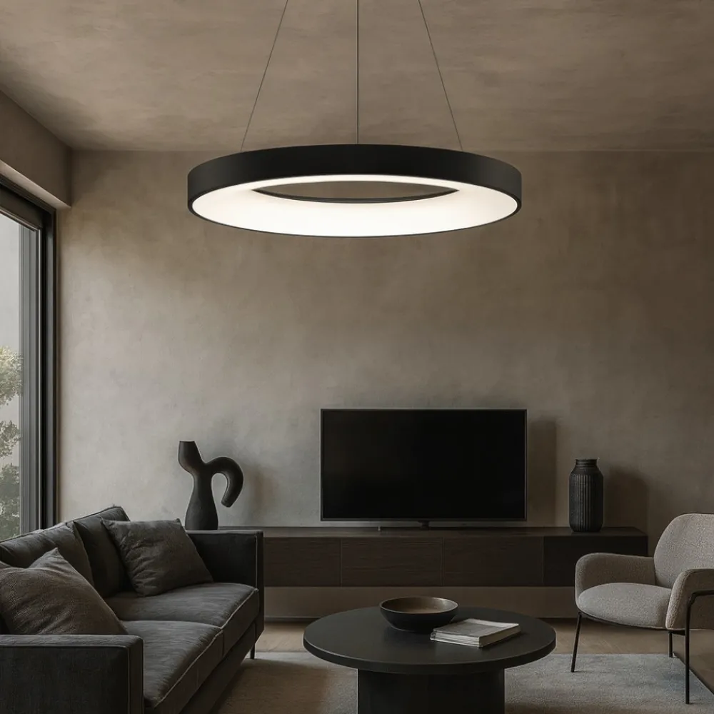 Lampadari Moderni-Selezionato da Mazzolaluce Lampadari led moderni cerchio nero 3000k 4000k 50w wireless
