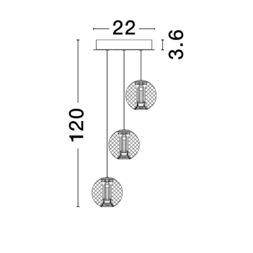 Lampadari Moderni-Selezionato da Mazzolaluce Lampadario a cascata 3 luci sfere trasparenti oro led 16w 3200k