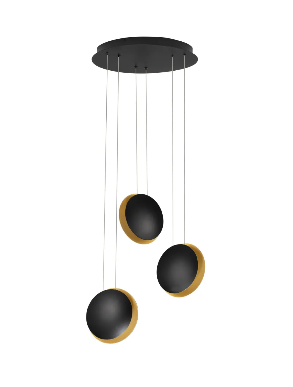 Lampadari Moderni-Selezionato da Mazzolaluce Lampadario a cascata 3 luci sospese orientabili led 3000k nero e oro