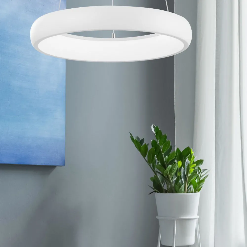 Lampadari Moderni-Selezionato da Mazzolaluce Lampadario ad anello bianco 41 cm led 32w 3000k dimmerabile