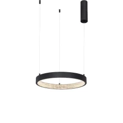 Lampadario Camera Da Letto-Selezionato da Mazzolaluce Lampadario ad anello nero 40cm cristalli led 30w 3000k