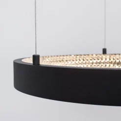 Lampadario Camera Da Letto-Selezionato da Mazzolaluce Lampadario ad anello nero 40cm cristalli led 30w 3000k