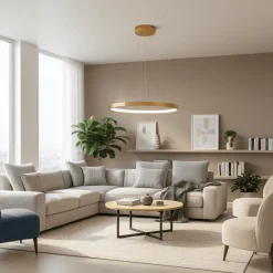Lampadari Moderni-Selezionato da Mazzolaluce Lampadario ad anello oro led 3000k dimmerabile per soggiorno
