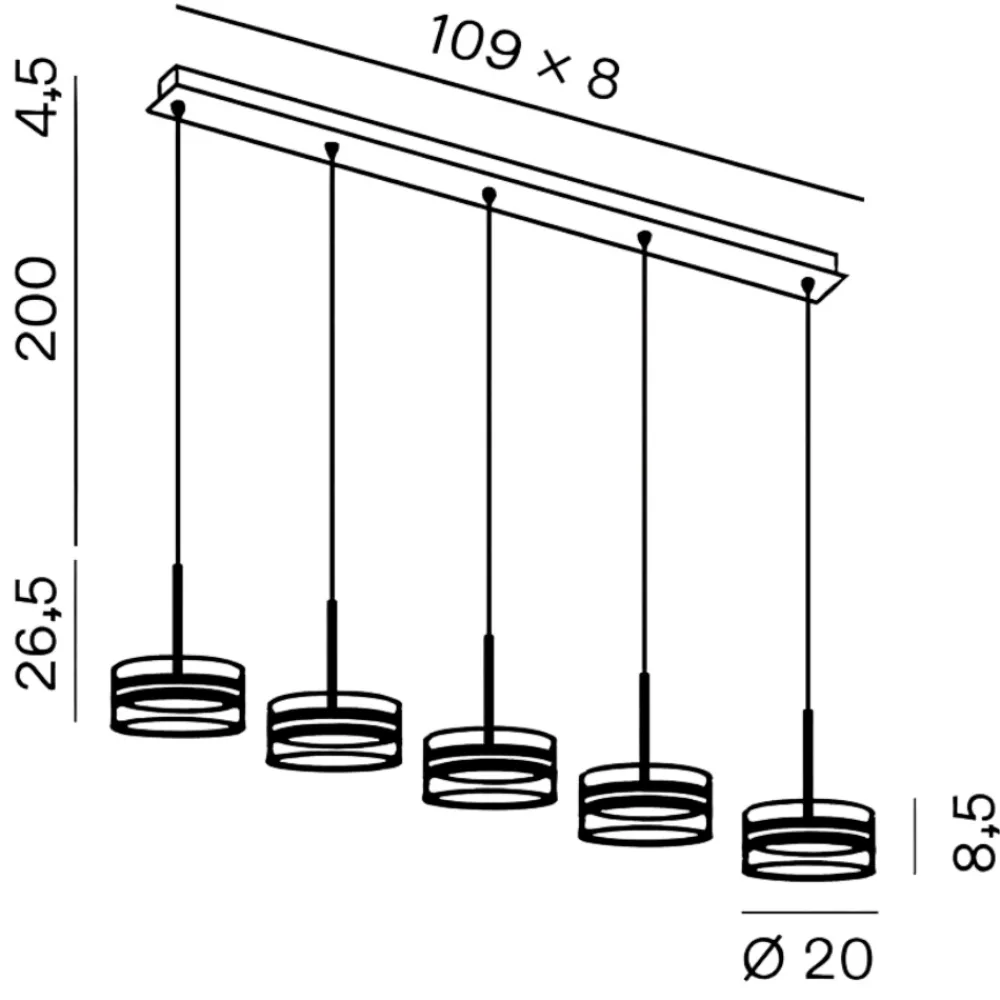 Lampadari Moderni-Perenz Illuminazione Lampadario aere perenz bianco 5 pendenti per sala da pranzo moderna