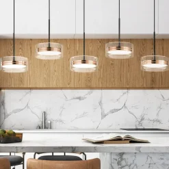 Lampadari Moderni-Perenz Illuminazione Lampadario aere perenz 5 pendenti oro rosa per sala da pranzo moderna