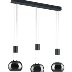 Lampadari Moderni-Selezionato da Mazzolaluce Lampadario a led tre luci per soggiorno nero vetri fume dimmerabile 3000k