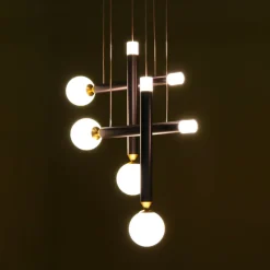 Lampadari Moderni-Vivida International Lampadario a led vivida seventy marrone sfere vetro bianco led 3000k