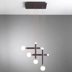 Lampadari Moderni-Vivida International Lampadario a led vivida seventy marrone sfere vetro bianco led 3000k