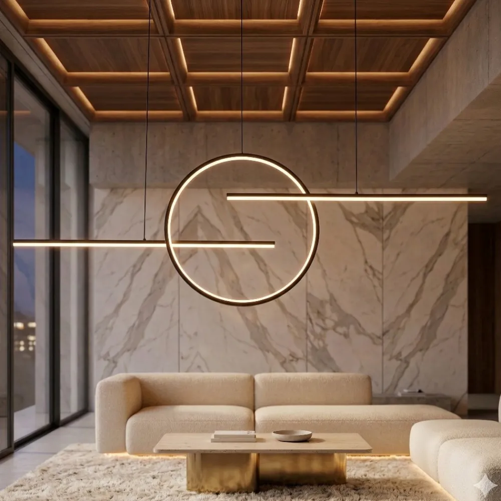 Lampadari Moderni-Selezionato da Mazzolaluce Lampadario a led 50w 3000k per soggiorno design moderno nero