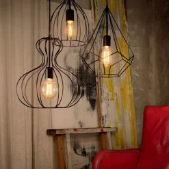 Lampadari Moderni-Ideal Lux Lampadario ampolla-4 sp1 nero moderno