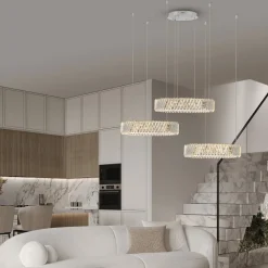 Lampadari Moderni-Selezionato da Mazzolaluce Lampadario 3 anelli di cristallo a sospensione per salotto