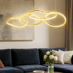 Lampadari Moderni-Selezionato da Mazzolaluce Lampadario anelli intrecciati oro moderno led 51w 3000k