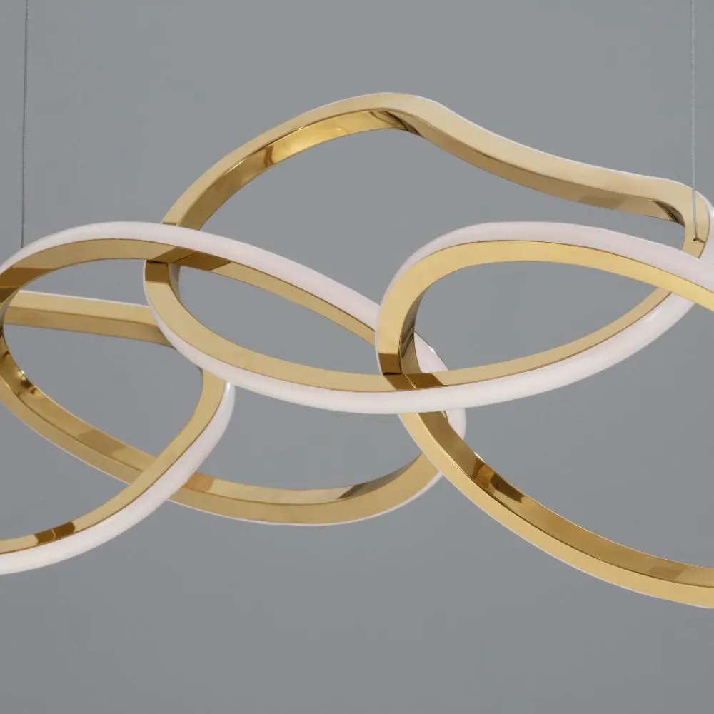 Lampadari Moderni-Selezionato da Mazzolaluce Lampadario anelli intrecciati oro moderno led 51w 3000k