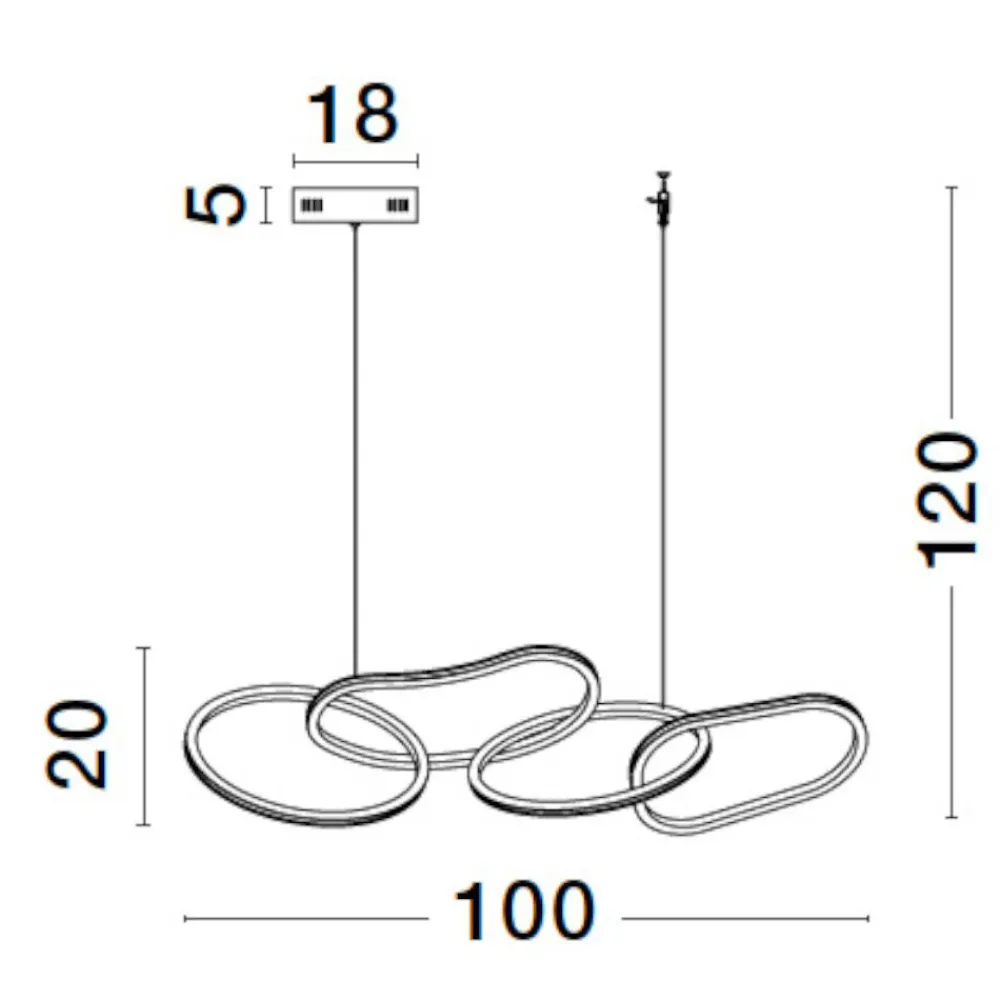 Lampadari Moderni-Selezionato da Mazzolaluce Lampadario anelli intrecciati oro moderno led 51w 3000k