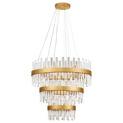 Lampadari Moderni-Selezionato da Mazzolaluce Lampadario anelli oro con cristalli trasparenti stile contemporaneo