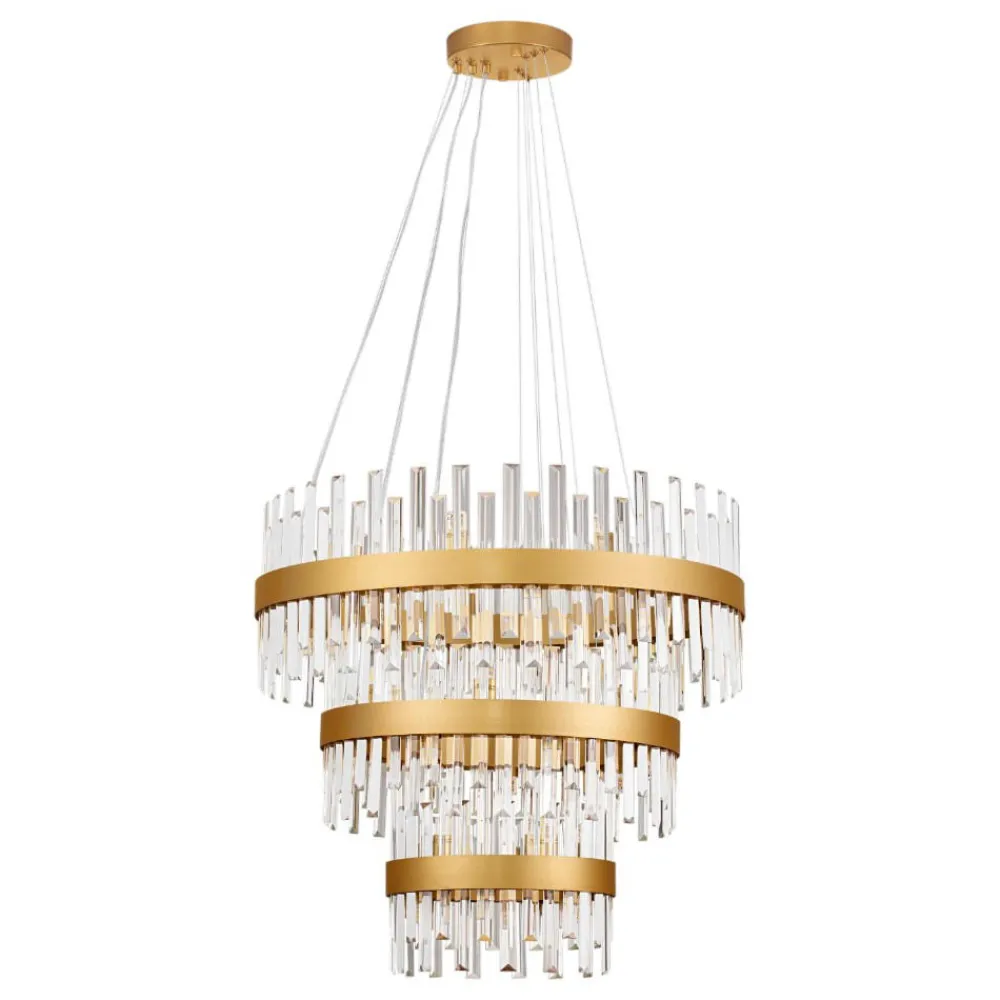 Lampadari Moderni-Selezionato da Mazzolaluce Lampadario anelli oro con cristalli trasparenti stile contemporaneo