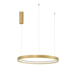 Lampadari Moderni-Selezionato da Mazzolaluce Lampadario anello a sospensione oro spazzolato led 40w 3000k moderno