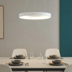 Lampadari Moderni-Selezionato da Mazzolaluce Lampadario anello bianco 60cm led 50w 4000k dimmerabile per soggiorno
