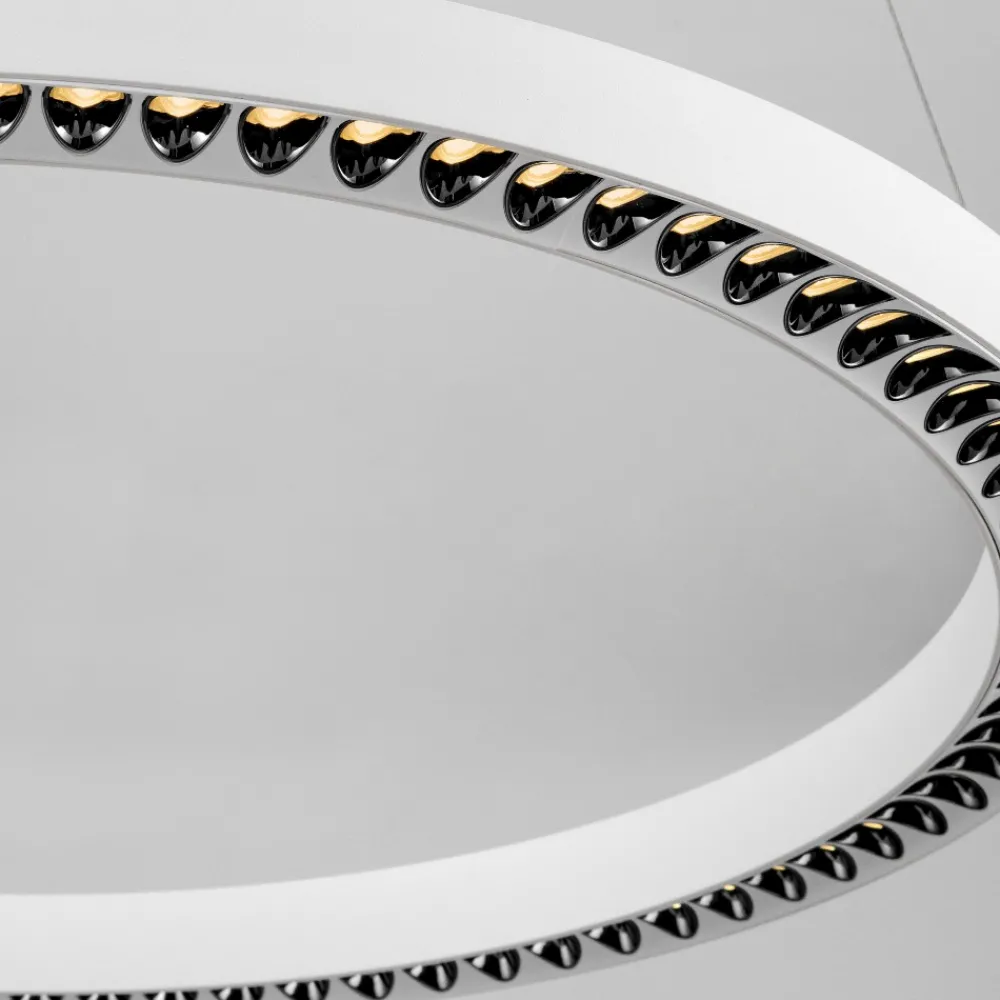 Lampadari Moderni-Selezionato da Mazzolaluce Lampadario anello bianco 65cm led 27w 3000k per ufficio