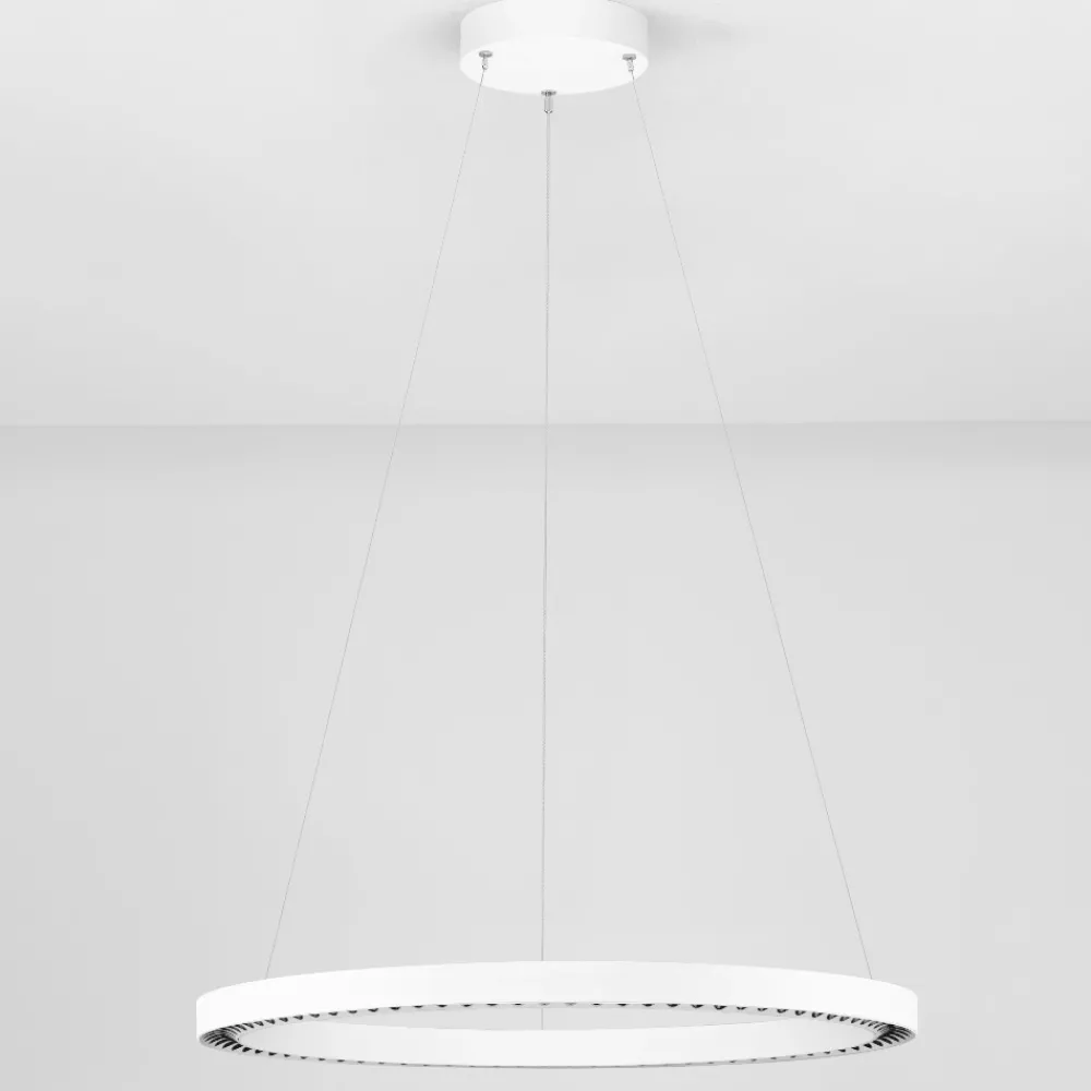 Lampadari Moderni-Selezionato da Mazzolaluce Lampadario anello bianco 65cm led 27w 3000k per ufficio