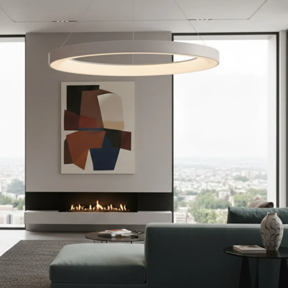Lampadari Moderni-Selezionato da Mazzolaluce Lampadario anello bianco 65cm led 60w 2700k-5000k con telecomando app