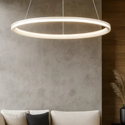 Lampadari Moderni-Perenz Illuminazione Lampadario anello bianco edge perenz led 66w 3000k per soggiorno