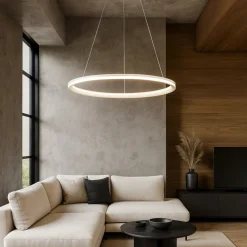 Lampadari Moderni-Perenz Illuminazione Lampadario anello bianco led 98w 3000k edge perenz design moderno