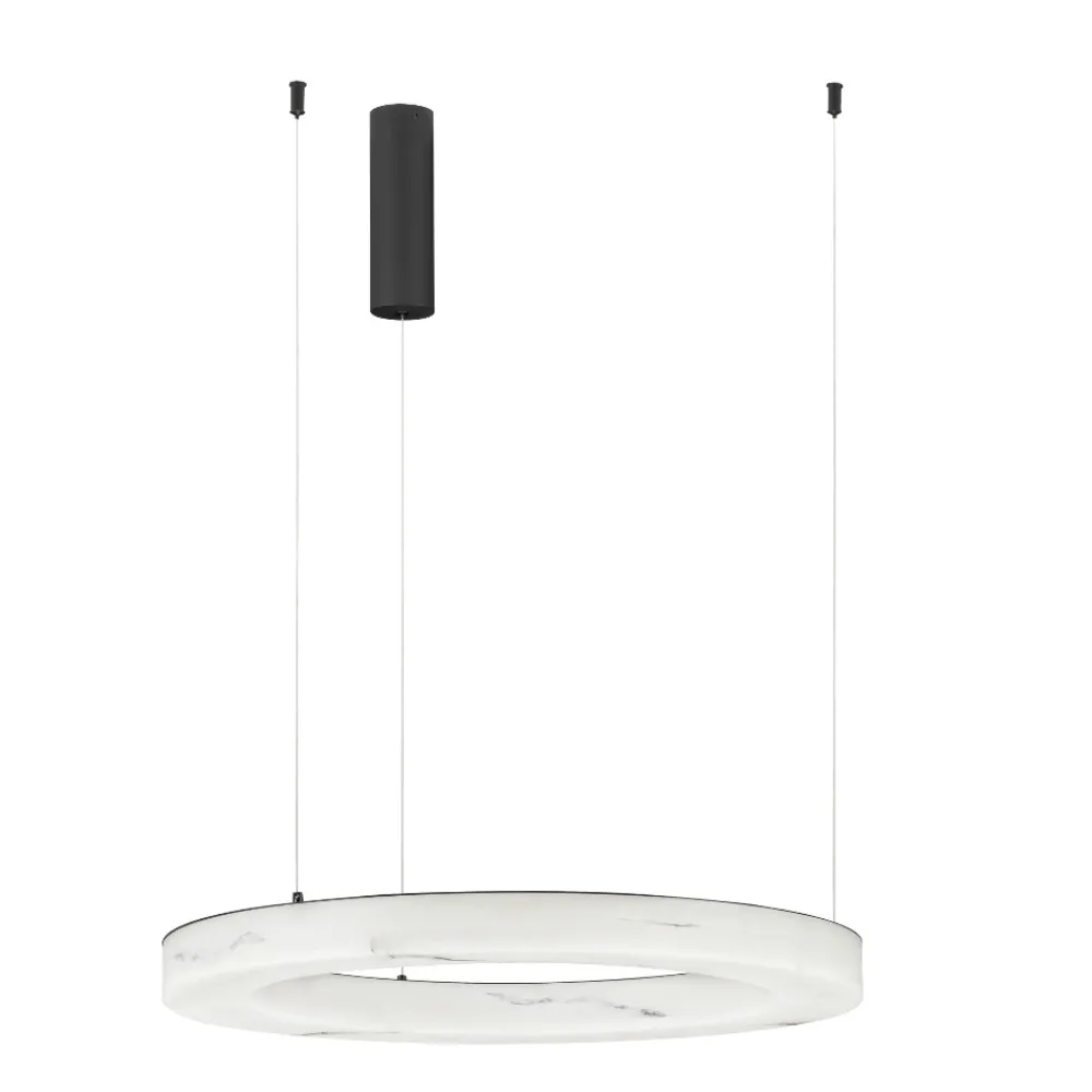 Lampadari Moderni-Selezionato da Mazzolaluce Lampadario anello circolare pietra effetto alabastro per soggiorno