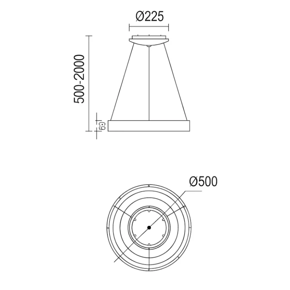 Lampadari Moderni-Selezionato da Mazzolaluce Lampadario anello 50cm bianco led 45w 2700-5000k con telecomando app