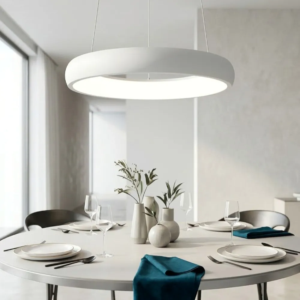 Lampadari Moderni-Selezionato da Mazzolaluce Lampadario anello 46cm bianco moderno led 29w 2300k 3000k 4000k dimmerabile
