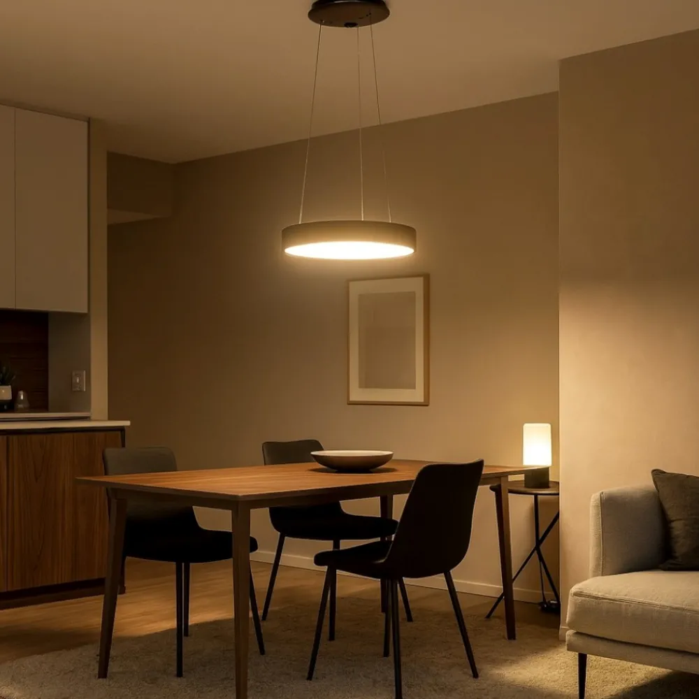 Lampadari Moderni-Selezionato da Mazzolaluce Lampadario anello 38 cm led 30w 3000k marrone dimmerabile moderno