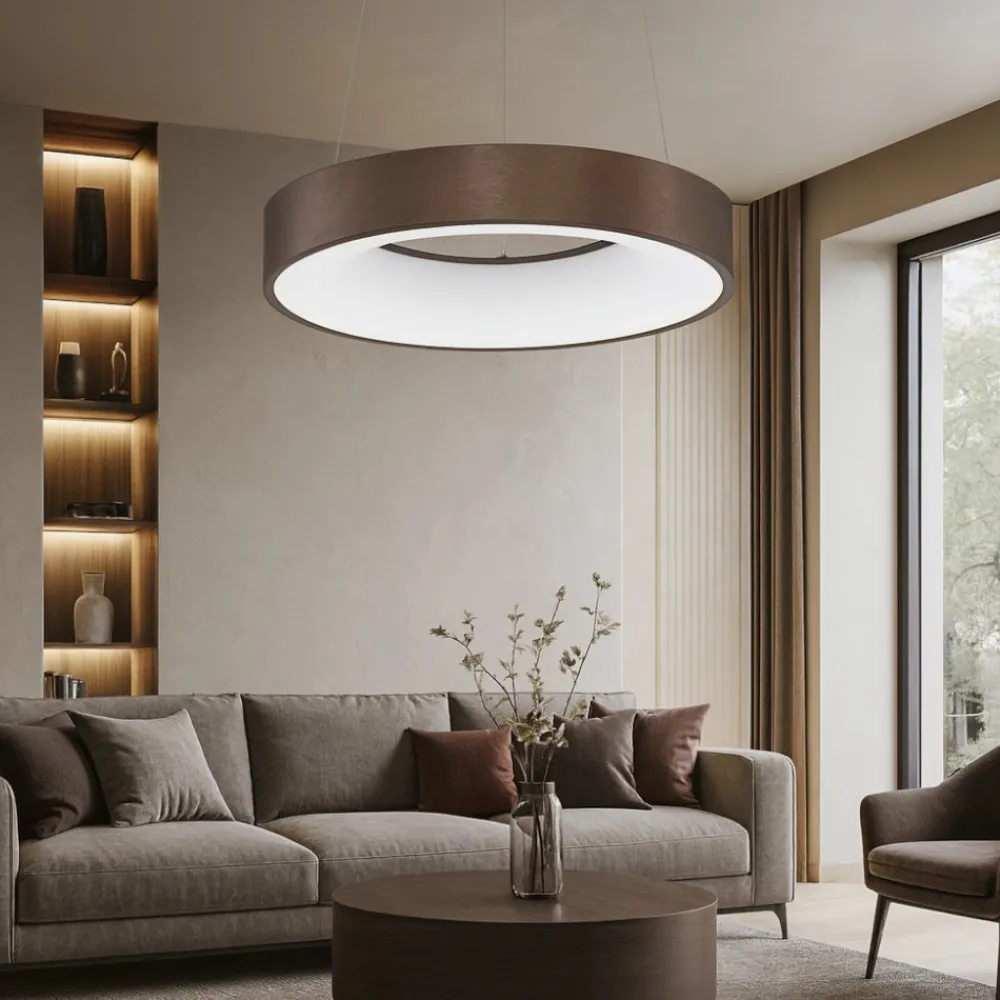 Lampadari Moderni-Selezionato da Mazzolaluce Lampadario anello 38 cm led 30w 3000k marrone dimmerabile moderno