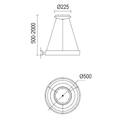 Lampadari Moderni-Selezionato da Mazzolaluce Lampadario anello 50cm nero led 45w 2700k-5000k con telecomando app