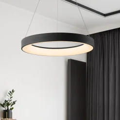 Lampadari Moderni-Selezionato da Mazzolaluce Lampadario anello 38cm nero led 30w da 2700k a 5000k app telecomando