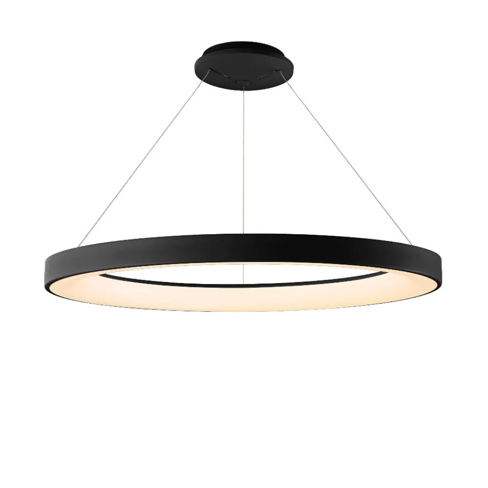 Lampadari Moderni-Selezionato da Mazzolaluce Lampadario anello 65cm nero led 2700k-5000k 50w con telecomando app