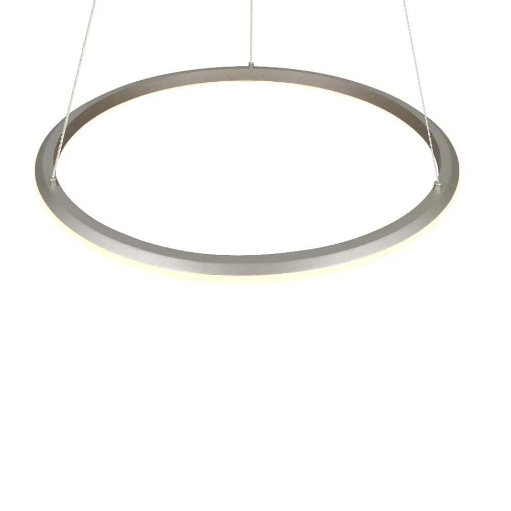 Plafoniere Moderne-Selezionato da Mazzolaluce Lampadario anello 75cm nickel led dimmerabile per soggiorno